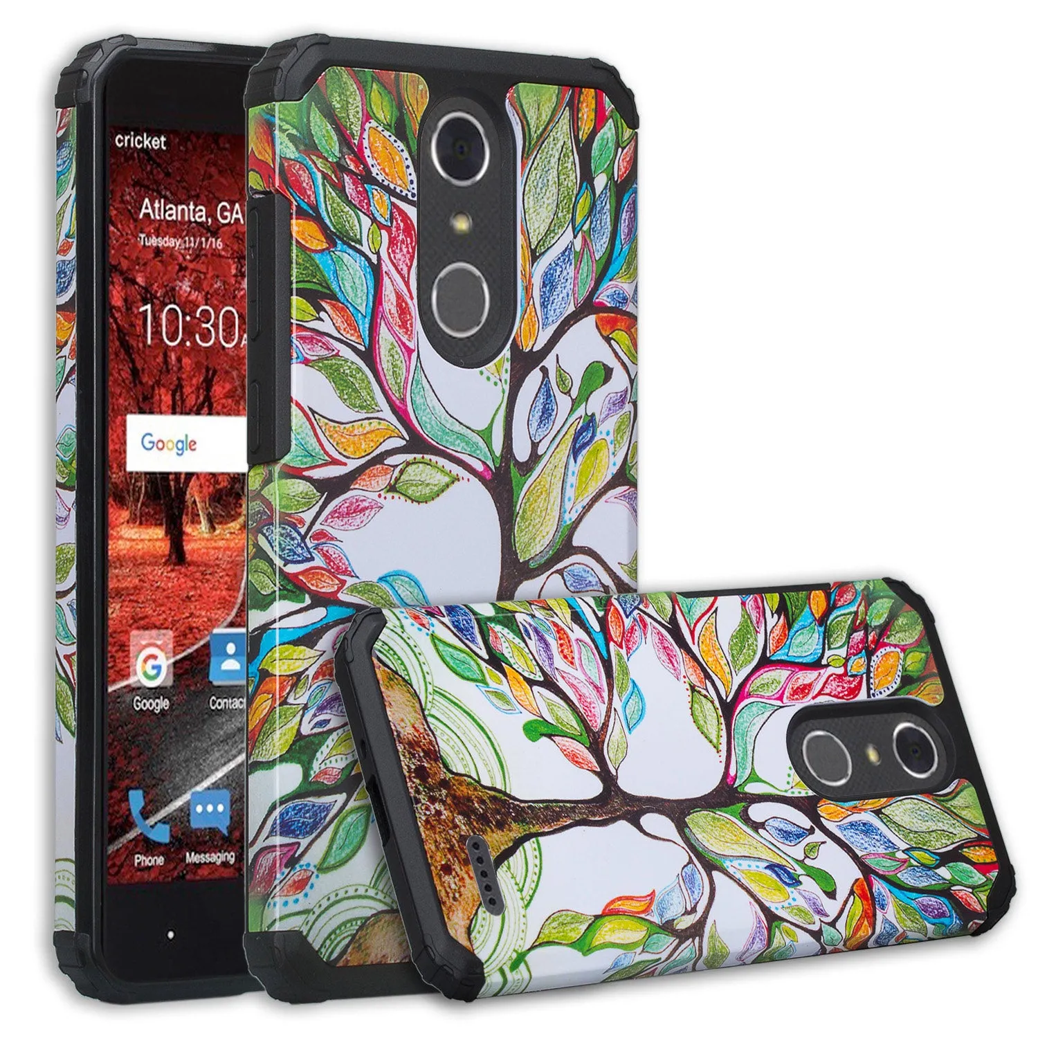 ZTE Blade Spark Z971, ZTE ZMAX One, ZTE Grand X4, X 4 Case, Hybrid Dual Layer [Shock Resistant] Armor Protective Case Cover - Vibrant Tree